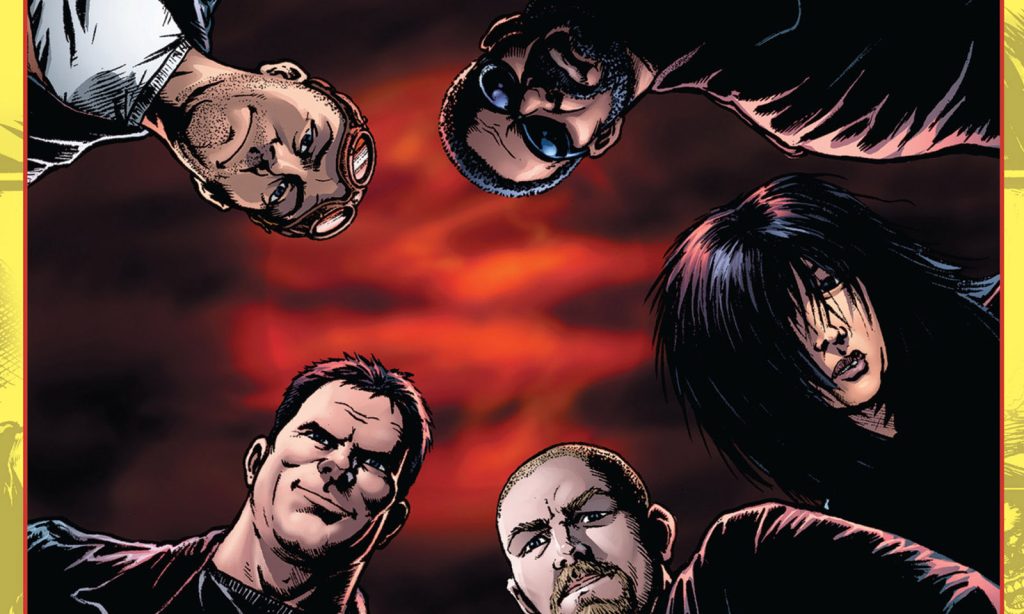 Arte da capa da primeira edição (The Boys 1) da HQ de The Boys.