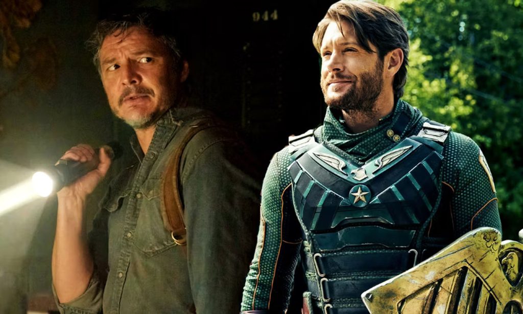 Montagem com imagens de Jensen Ackles como Soldier Boy e Pedro Pascal como Joel.
