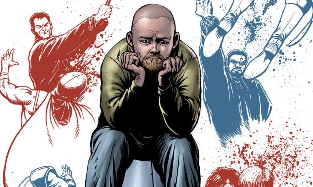 Arte da capa da primeira edição (Highland Laddie 1) da HQ spin-off The Boys: Highland Laddie.